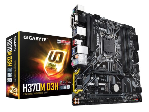 GIGABYTE H370M D3H (LGA1151/Intel/Micro ATX/2-Way Crossfire/DDR4/USB 3.1 Gen 2 (USB3.1) Type A/M.2/Motherboard) (Renewed)