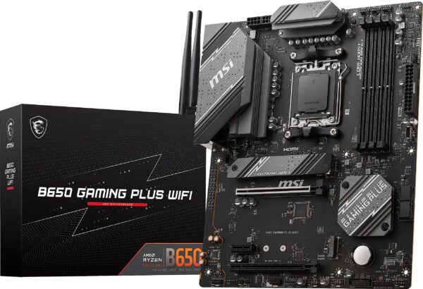 MSI B650 Gaming Plus WiFi Gaming Motherboard (AMD AM5, ATX, DDR5, PCIe 4.0, M.2, SATA 6Gb/s, USB 3.2 Gen 2, HDMI/DP, Wi-Fi 6E, Bluetooth 5.3, AMD Ryzen 7000 Series Desktop Processors) (Renewed)
