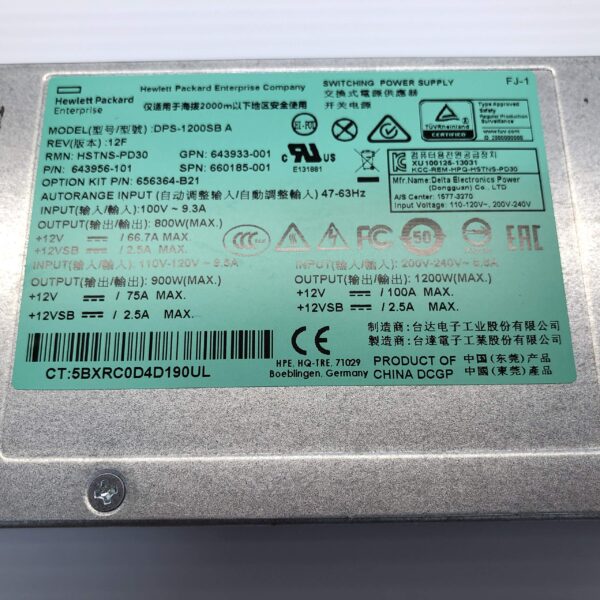 HP DPS-1200SB 1200W CS HOT Plug PS for ML350 DL380 DL388P G8 - Image 5