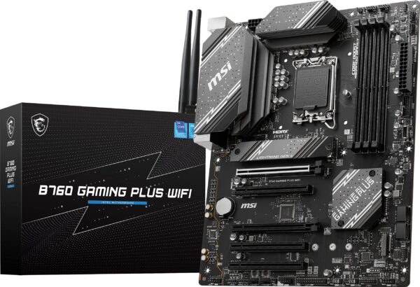 MSI B760 Gaming Plus WiFi Gaming Motherboard (Supports 12th/13th Gen Intel Processors, LGA 1700, DDR5, PCIe 4.0, M.2, 2.5Gbps LAN, USB 3.2 Gen2, Wi-Fi 6E, ATX) (Renewed)