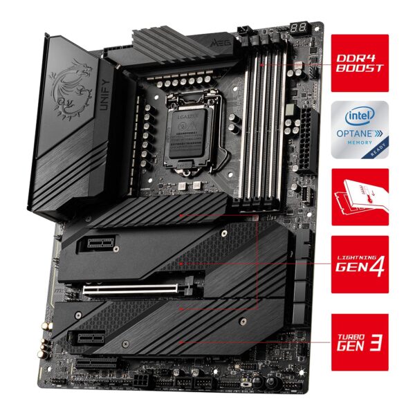 MSI MEG Z590 Unify Gaming Motherboard (ATX, 11th/10th Gen Intel Core, LGA 1200 Socket, DDR4, PCIe 4, SLI/CFX, M.2 Slots, Wi-Fi 6E) (Renewed) - Image 3