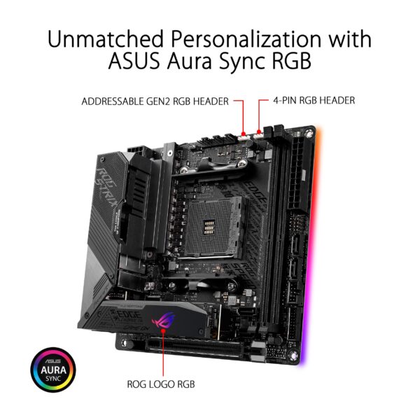 ASUS ROG Strix X570-I Gaming, X570 mini-ITX Gaming motherboard, AMD, AM4, Ryzen 3000 with PCIe 4.0, on-board WiFi 6, Intel Gigabit Ethernet, SATA 6Gb/s, USB 3.2 Gen 2, HDMI 2.0, DisplayPort (Renewed) - Image 5