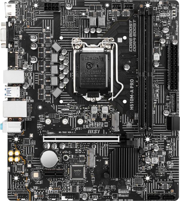 MSI H510M-A PRO ProSeries Motherboard (mATX, 11th/10th Gen Intel Core, LGA 1200 Socket, DDR4, PCIe 4, M.2 Slot, USB 3.2 Gen 1, 2.5G LAN, D-SUB/HDMI) (Renewed) - Image 2