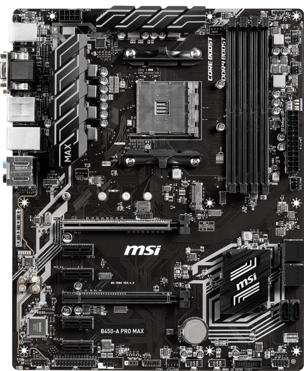 MSI B450M-A PRO MAX ProSeries Motherboard (ATX, 2ND and 3rd Gen, AM4, M.2, USB 3, DDR4, DVI HDMI, Crossfire) (Renewed) - Image 2