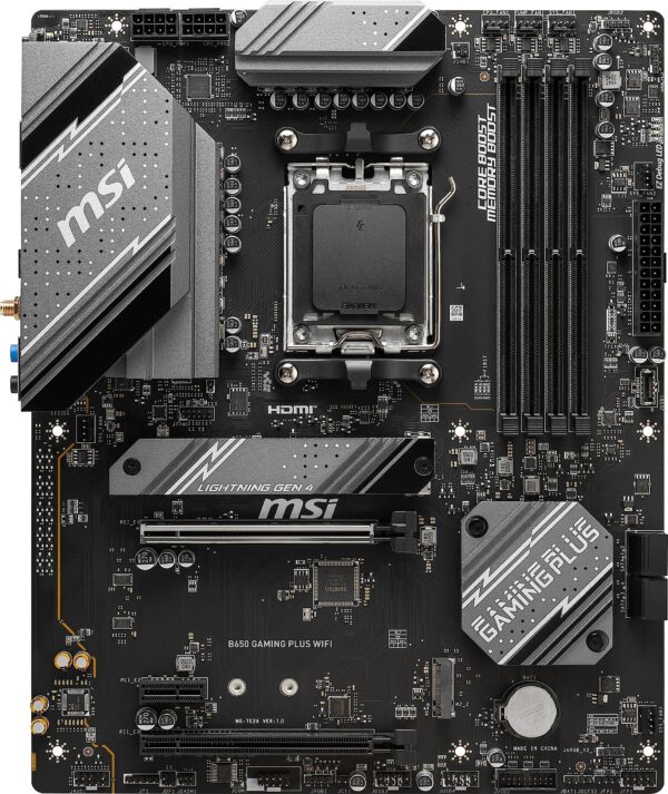 MSI B650 Gaming Plus WiFi Gaming Motherboard (AMD AM5, ATX, DDR5, PCIe 4.0, M.2, SATA 6Gb/s, USB 3.2 Gen 2, HDMI/DP, Wi-Fi 6E, Bluetooth 5.3, AMD Ryzen 7000 Series Desktop Processors) (Renewed) - Image 2