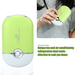 Usb Mini Fan Rechargeable Portable Mini Personal Fan Handheld USB Rechargeable Bladeless Air Conditioner Mute Electric Desk Cooling Fan (Green)