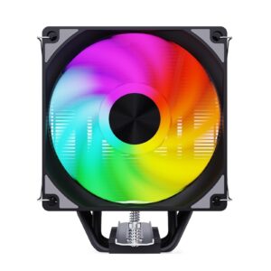 4 Heat Pipes CPU Cooler 90mm 4 Pin PWM RGB for 1700 1200 1155 1151 1356 2011 X79 X99 CPU Cooling Fan PC Quiet(Color:5 Heat Pipes,Size:Black-5V ARGB-2Fan)