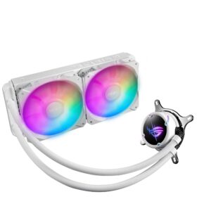 ASUS ROG Strix LC II 240 ARGB White Edition All-in-One Liquid CPU Cooler with Aura Sync, Intel LGA 1700 and AMD AM4/TR4 Support, and 2 x 120mm ROG RGB Addressable Fans, White