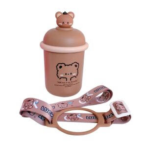 Harlotte Cute Cartoon Animal Thermos Mug High Capacity Travel Gym Work Tumbler Bottle Stainless Steel Portable Water Thermos - 02 Coffee Color Bear