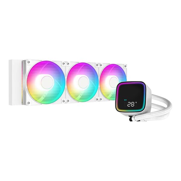 ICOLER LS720 SE Digital Edition White Liquid Cooler 360mm 4th Gen Dual-Chamber Pump 3100RPM 300w TDP AIO Cooler Anti-Leak Tech with ARGB Fans CPU Water Cooler
