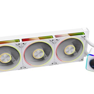 Astrabeat 360 Digital ARGB 360mm AIO CPU Cooler, Intelligent Temperature Control, Real-time readout ，300W TDP Liquid CPU Cooler for AMD AM4/AM5 & Intel LGA 115X/1200/1700（White）