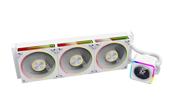 Astrabeat 360 Digital ARGB 360mm AIO CPU Cooler, Intelligent Temperature Control, Real-time readout ，300W TDP Liquid CPU Cooler for AMD AM4/AM5 & Intel LGA 115X/1200/1700（White）