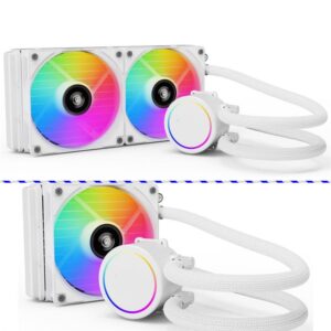 RGB CPU Water Cooling Heatsink Integrated Fan Radiator Compatible with LGA 1700 1151 2011 AM3 AM4(White)