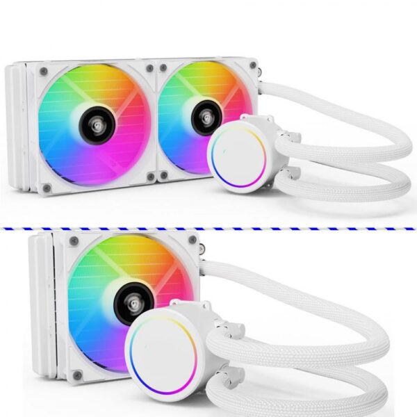 RGB CPU Water Cooling Heatsink Integrated Fan Radiator Compatible with LGA 1700 1151 2011 AM3 AM4(White)