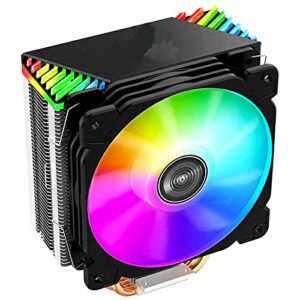 RKRJJJ Fit for Intel 115X1200, AMD Am4, Desktop Fan, CPU Air Cooler, Color, with LED, 4 Heat Pipes.(Color:5V ARGB)
