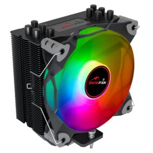 SNOWFAN ZQ05 CPU Air Cooler, 5 Heat Pipes CPU Cooler 120mm PWM 180W TDP Fan Intel LGA 1200 115X / AMD Ryzen AM4 Universal Socket/Addressable RGB Lights Sync(ZQ05, Black 5 Heatpipes WB)