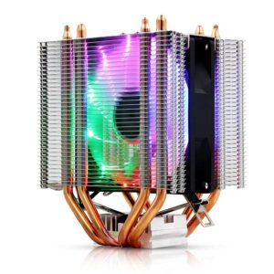 RKRJJJ Fit for X79 X99 LGA2011, CPU Radiator 4 Heat Pipe Double Tower Cooling Fan Radiator Radiator(Color:Magic Light,Size:3PIN)