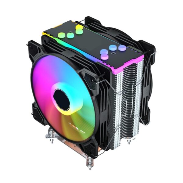 EKFVNIQQ CPU Cooler 4 Heatpipes 120mm PWM 4 Pin Fan PC Quiet CPU Fan 1700 1200 2011 X79 X99 AMD AM5 AM4 CPU Cooling Fan 2011-X79-X99-E5(Color:TOP Cap 5V ARGB 2Fan)