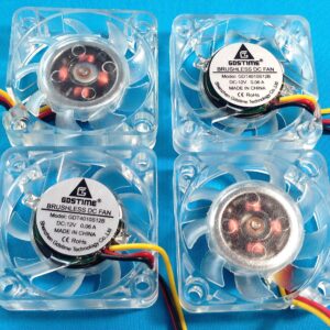 4 Pieces GDT Blue LED Cooler Cooling Fan 40mm 40x10mm 4010s Dc 12v Heatsink 3p 1a