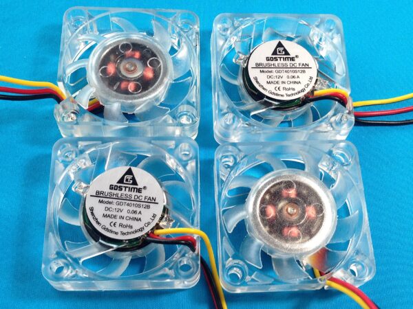 4 Pieces GDT Blue LED Cooler Cooling Fan 40mm 40x10mm 4010s Dc 12v Heatsink 3p 1a